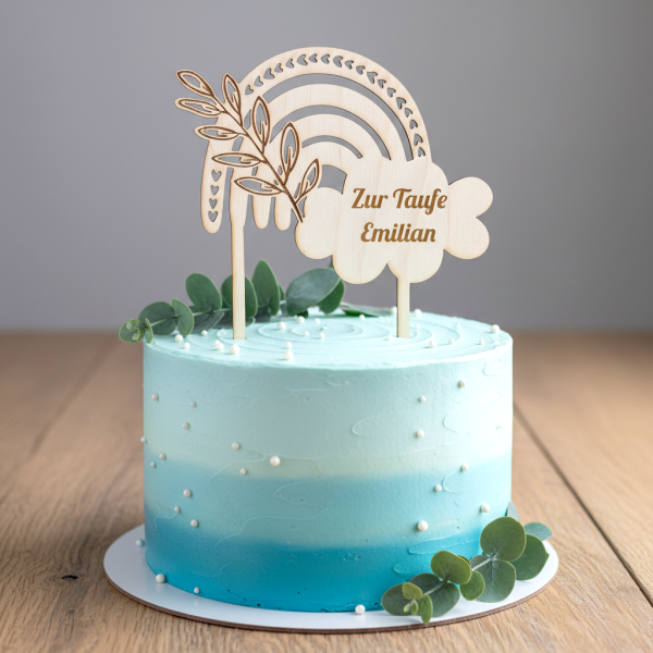 HOLZTOPPER TAUFE REGENBOGEN individuell